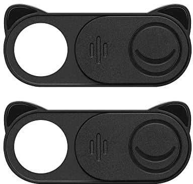 kwmobile 2X Cache de Webcam Compatible avec Camera Cover - Protection caméra Appareil Photo Coulissant pour Tablette Ordinateur - Noir