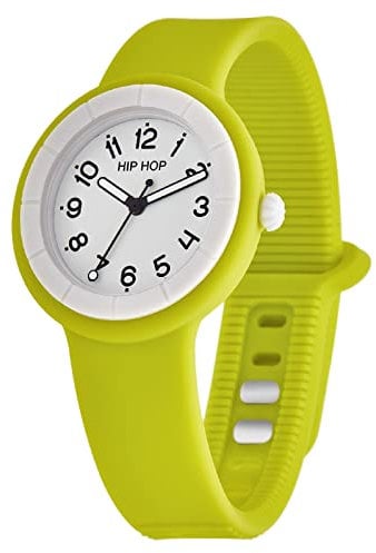 HIP HOP, Collezione Hero.Dot, Orologio Donna Lemonade, Cinturino in Silicone Soft Touch Intercambiabile, Pratica Chiusura, Lunetta Bianca, Numeri Neri, Cassa 34 mm, Movimento al Quarzo, Giallo
