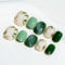 Sun&Beam Nails Handmade Press-on Short Squoval Round Green White Hand-Painted glossy Ombre Design Fashion False Nail Tips 10 Pcs Set (#033 L)