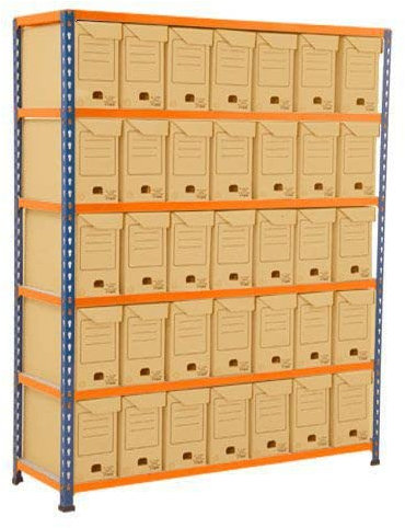 Horison Industries Garage Racking with Boxes, Box Shelving Unit, Garage Storage Solutions with Boxes, Shelving Units - Flip Top Storage Bays With Colour: Brown Bin 35 Boxes - 1600x1220x380mm