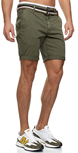 Indicode Herren INCunning Chino Shorts mit 4 Taschen aus 98% Baumwolle | Bermuda Sommershorts für Männer Army, XXL
