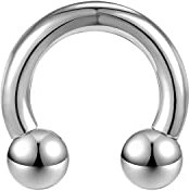 ZS Chirurgenstahl Hufeisen Circular Barbell Ringe, 00G 0G 2G 4G 6G 8G 12G 16G Dick PA Rings, CBR Nasenring Septum Ohr Piercing Körperschmuck (Silber,8G,12mm)
