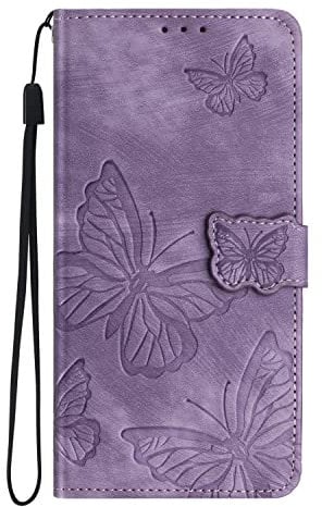 Unichthy Case for iPhone 11 Phone Wallet Butterfly Case Shockproof PU Leather Flip Wallets Cover 3D Butterfly Folio Protective Cover with Stand Card Holders for iPhone 11 Light Purple