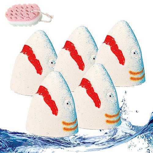 DINNIWIKL Jaws Bath Bomb, Shark Bath Bomb, Jaws Bathbomb, Sea Animal Bubble Bath Bombs for Kids (5Pcs)