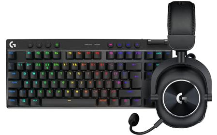 Logitech G PRO X TKL LIGHTSPEED Wireless Gaming Keyboard + PRO X 2 LIGHTSPEED Wireless Gaming Headset, Detachable Boom Mic, for PC, PS5, PS4, Nintendo Switch, QWERTY UK English Layout, Black