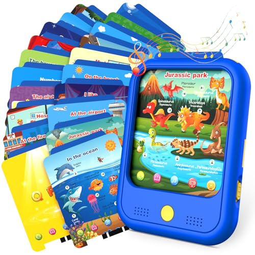 Qiaojoy Kids Learning Tablet Educational Learning Pad for Toddlers 2-5 to Learn Alphabets, Numbers, Foods, Time, Music, Talking Cards for Toddlers，Learning Educational Toy Kids Gifts