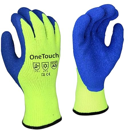 A406 6 Pairs Thermal Gloves Winter Gloves Latex Rubber Gloves Work Gloves Builders Gardening (Large/9)