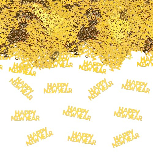 GoldRock Konfetti Streudeko Silvester Deko 2025 Gold, 500 Stk Silvester Tischdeko,Happy New Year Deko,Neujahr Deko Confetti,Glitzer Silvester Dekoration,Neujahrsdeko Luftschlangen für Karneval Party