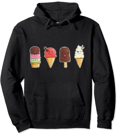 Helado Retro Comer Palo De Madera Cuchara De Helado Cono De Sudadera con Capucha
