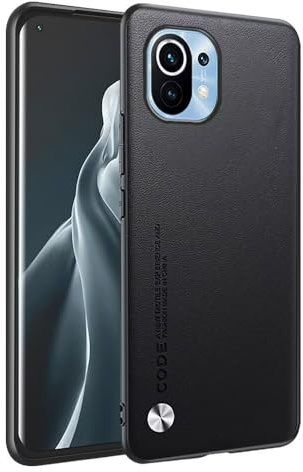 HONLEN Hülle für Xiaomi MI 11 (6.81 Inches) Business Telefonhülle aus Leder mit Rückseite, Schwarz