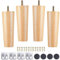 Ianulus Sofa Ersatzbeine, 4 PCS Pack Möbelbeine Aus Holz, Tischbeine Holz Mit Schrauben Und Filzgleiter, Möbelfüße Aus Holz, Holzfarbe Aus Eiche für Stühle Und Sofa (10cm, Rotundität)
