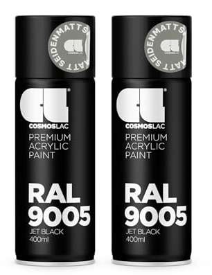 COSMOS LAC Sprühlack Sprühdose - 400ml - Sprühfarbe für den DIY-Bereich, geeignet für alle Oberflächen - Lackspray (2, RAL 9005 - schwarz seidenmatt)