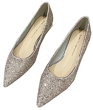 SUIOPPYUW 2 Stück Add Some Shine Damen Pumps mit Pailletten für den perfekten Party Look. Reichhaltige Gummi Pumps für Damen, Silber, 36.1