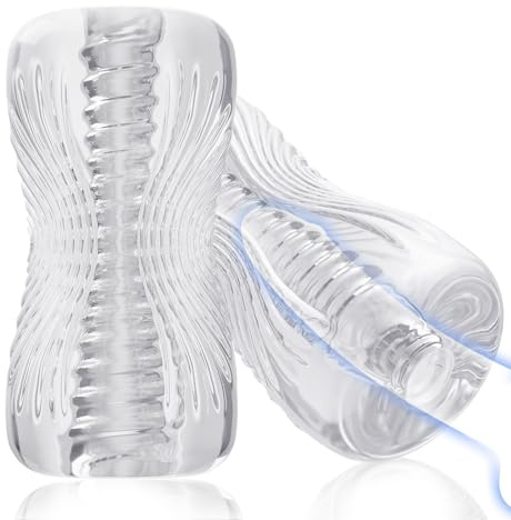 Abanney Male Masturbator Sex Toys - Adult Sex Toy Pocket Pussy, TPE Male Masturbation Sleeve, Penis Training Sex Toy for Men, 3D Realistic Texture Spiral Tunnel Stroker, Couple Sex Toys & Game (Clear)