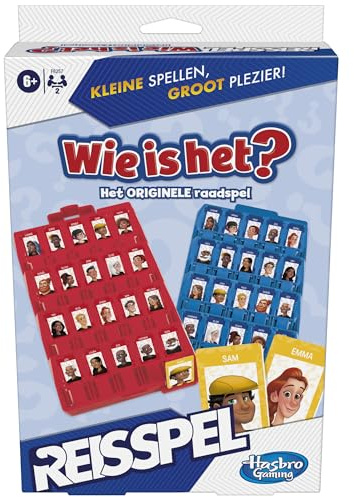 Hasbro Gaming Wer ist das? Reiseausgabe, klassisches Ratespiel, Tragbares Spiel für 2 Spieler, Reisespiel für Kinder (niederländische Version)