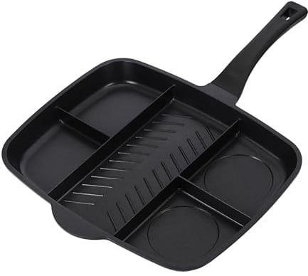 Innovacook 5-Section Grill & Griddle Pan, Long Lasting Pan, Innovative Cookware, Double Layer Coating Pan, Suitable for All Cooking hobs, Black