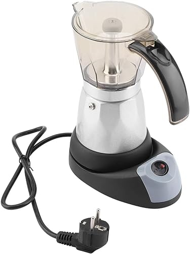 mumisuto Cafetera Espresso Portátil,300Ml/6 Tazas Moka Pot Cafetera De Acero Inoxidable Cafetera Espresso con Filtro De Estufa,Cafetera Eléctrica Desmontable para el hogar,Cafetera Exprés(Enchufe EU)