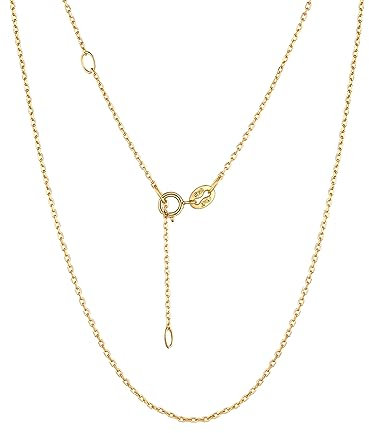 PROSILVER Feine Gold kette 1,1mm breit Damen Ankerkette Halskette 22k vergoldet Rolokette 55cm Minimalistischer Schmuck Accessoire für Frauen