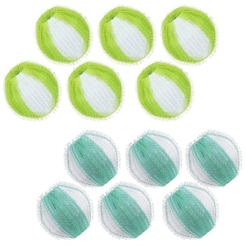 YFHUVB 12PCS Pet Hair Remover Washing Machine, Pet Hair Catcher, Pet Hair Remover for Laundry, Removing Wool Cotton Cat Dog Pet Hair Remover for Washing Machines(Green, Blue)