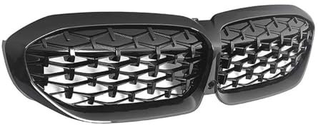 Frontstoßstangen-Kühlergrill Für B&MW 3er G20 G21 G28 2019-2021 Frontgrill Diamant-Nierengitter Renngitter Meteor Style 1 Paar(Schwarz)