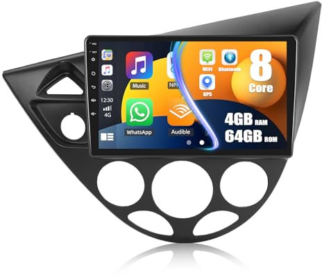 [4G+64G 8 Core] CAMECHO Android 13 Radio Coche para Ford Focus MK1 C170 1998-2005 con Carplay Android Auto GPS, Pantalla de 9 Pulgadas con Bluetooth DSP RDS MirrorLink
