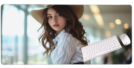 Tapis de Souris Beauté de Dessin animé 1200x600x3 MM Grand Tapis Souris XXL, Tapis de Bureau sous Main avec Base en Caoutchouc antidérapante, Tapis Souris pour Clavier et Bureau Decoration S-6538