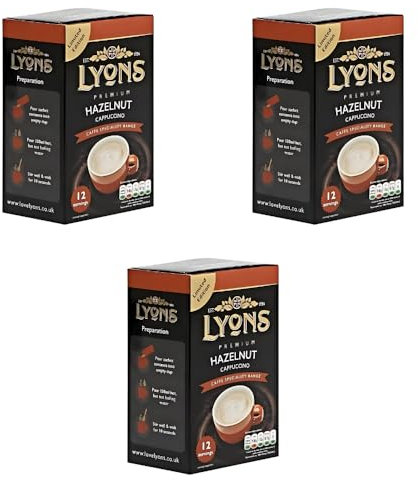 Premium Instant Coffee Sachets Individually Wrapped Gluten-Free Vegetarian Coffee Bag with Mug (3X 12Sachets, Hazelnut Cappuccino)