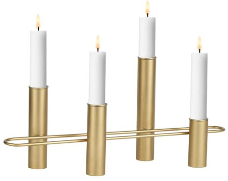 Marrakesch Moderner Adventskranz aus Metall 33cm Gross | Kerzenständer Filip Gold für 4 Kerzen als Weihnachtsdeko innen | Goldene Deko Kerzenhalter Teelichthalter ideal Aesthetic Herbstdeko
