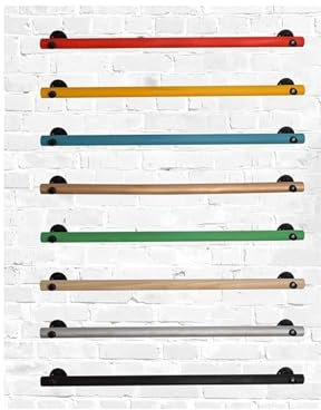 1 Set Wood Stairs Handrails, Safety Non-Slip Grab Bar For Elderly, Pine Round Bar With Metal Bracket Wall Mounted Home Garden Lofts Decking Railings