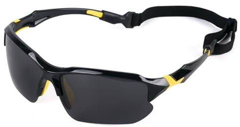 MEGAVOW Herren Sport Polarisierte Sonnenbrille, UV-Schutz Sonnenbrille Sportbrille für Männer, leichte Sport-Sonnenbrille für Radfahren Fahren Angeln Golf, Schwarz-Gelb & Grau