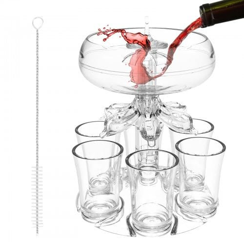 Shot Dispenser, Shot Glass Dispenser with 6 Shot Glasses and Holder, Party Drink Dispenser, for Party,Home, Bar
