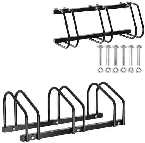 Yakimz Fahrradständer Bodenparker, Mehrfachständer für je 3 Fahrräder, Abstellständer Fahrrad, Fahrradständer Boden Bodenständer aus Stahl verzinkt, zur Boden- und Wandmontage, HBT 26 x 70.5 x 32 cm