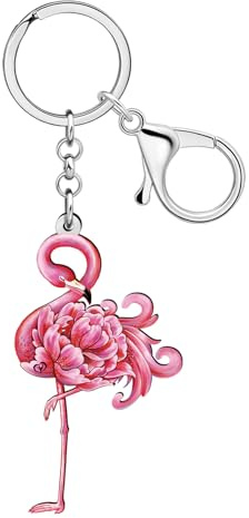 WEVENI Cadeaux d'inspiration pour femmes avec flamant rose Porte-clés flamant rose pour filles Sac à dos Porte-monnaie Charms Porte-clés voiture Accessoires