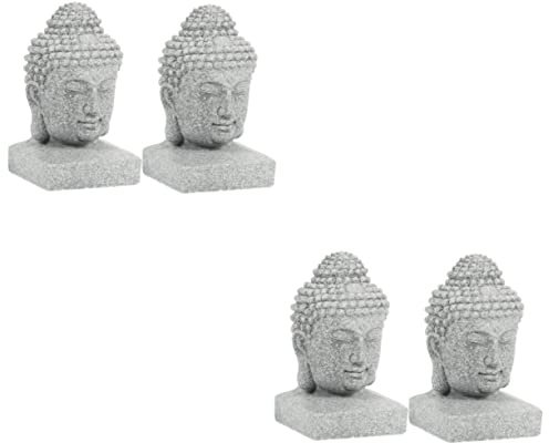 TOPBATHY 2sets Buddha Ornaments Decoration Fish Decor Figurines Aquarium Plants Head Tank Buddha Decor Sculpture Water Fountain Car Aquariums Idol Monk Large Garden Buddha Bluestone 2pcs*2