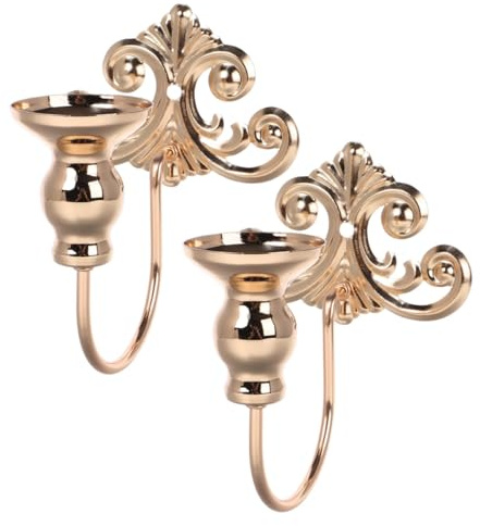Wandkerzenhalter Vintage aus Eisen 2 Stück Gold für Zuhause | Rustikaler Europäischer Stil, Vielseitig Nutzbar, Dekorative Wandgestaltung