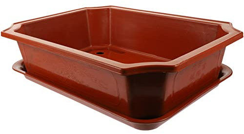 Bonsai Trainingskopf mit Tropfschale quadratische Pflanztopf für 17 Pflanzen großen Blumentopf mit Drainageloch ideal für Bonsai Züchter