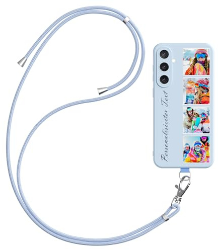 LQGBFCLK Handykette Personalisierte Handyhülle für Samsung Galaxy S25 Ultra 5G, Handyhülle mit Band Kordel, Selbst Gestalten Hülle mit Mehreren Foto Bild Text, TPU Stoßfest Hülle mit Kette(Mehrfarbig)