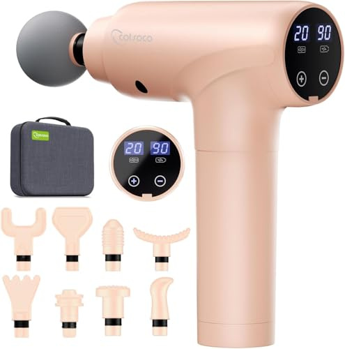 Massagepistole, Muskel Percussion Massagegerät, Massage Gun mit LED-Touchscreen, 20 Geschwindigkeiten, 9 Massageköpfe, Tragetasche, Leise Elektrische Massage Pistole, Geschenk für Männer & Frauen
