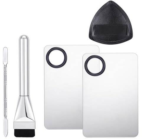 5 PCS Makeup Mixing Palette Set Flat Foundation Brush, Foundation Spatula