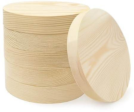 6er-Set Holzscheiben Rund 15×2 cm aus Kiefernholz, Naturbelassene Baumscheiben Blanko, Runde Holzuntersetzer & Holzplatten für Basteln, Gravur, Brandmalerei & Deko