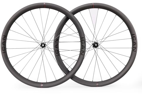 ICAN AERO(Plus) Disc 40mm/50mm 1355g/1382g/1400g/1430g Carbon Road Bike Wheelset 700C Disc Brake 18.35mm/23mm Inner Width Clincher Tubeless Compatible