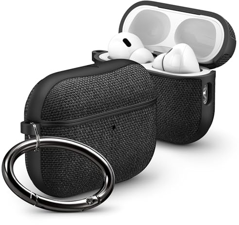 Spigen Urban Fit Hülle für Apple AirPods Pro 3 | PC-Hülle mit Nylonbezug und Karabiner für kratzfreien Schutz für AirPods Pro 3 (2025) – Schwarz