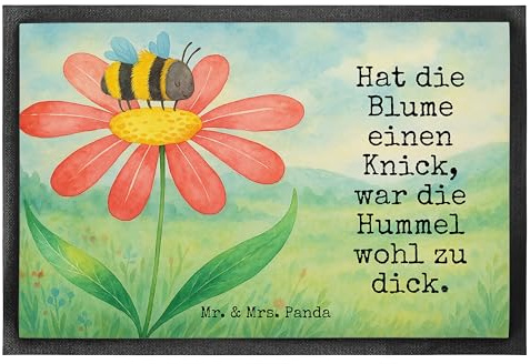 Mr. & Mrs. Panda Fußabstreifer Hummel Blume Design 40 x 60 cm - Geschenk, Wespe, Biene, fußmatte, Hummeln, Schmutzfangmatte, Schmutzmatte, abstreifer, Lustige Sprüche, Fussmatte, Natur, teppichmatte