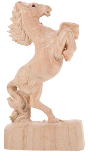 BESPORTBLE Holz Pferdestatue 4.72 Zoll Zarte Pferde Figur Mit Erhobenem Bein Dekorative Skulptur FüR Wohnzimmer BüRo Kaffeehaus Auto Geschenkidee FüR Pferdeliebhaber