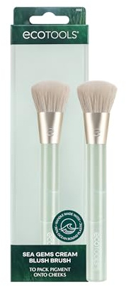 EcoTools Sea Gems Cream Blush Brush, Liquid & Cream Blush Makeup Brush for Smooth Buildable Cheek Color, Dense Rounded Bristles, Sustainable Design, Vegan & Cruelty-Free, 1 Count