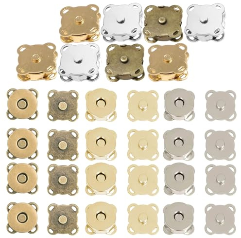 12 Sets Magnetverschluss Taschen, Metall Magnet Druckknopf, Magnetknöpfe zum Annähen, 3 Farbig Magnete zum Einnähen für Taschen Nähen Handwerk Kleidung