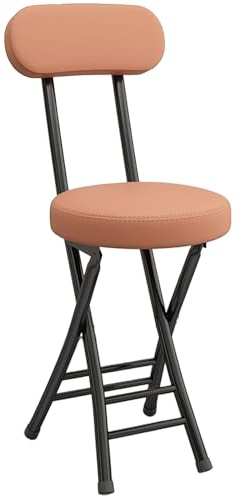 Klapphocker Faltbar 4cm Dickes Sitzkissen Aus PU-Leder Rahmen Aus Kohlefaser Klappstuhl Bis 110 Kg Hocker Klappbar für Küche, Esszimmer, Innen- und Außen(Coffee Brown)