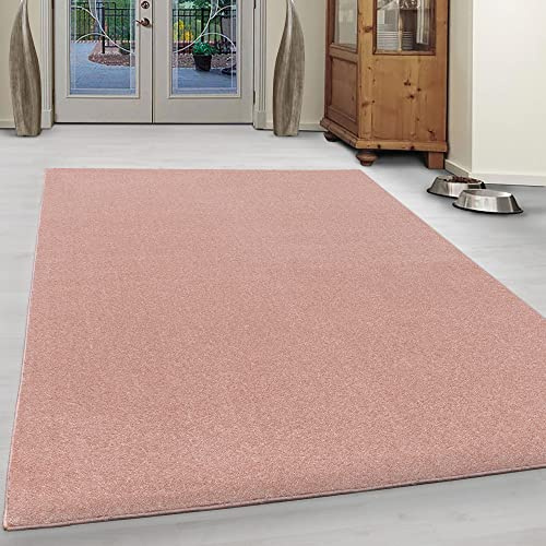 KADIMA DESIGN Wohnzimmerteppich Einfarbig Schlicht Pflegeleicht Elegant Waschbar Langlebig Strapazierfähig Rosa 200x290 cm Schlafzimmer Wohnzimmer Schadstoffgeprüft | Main