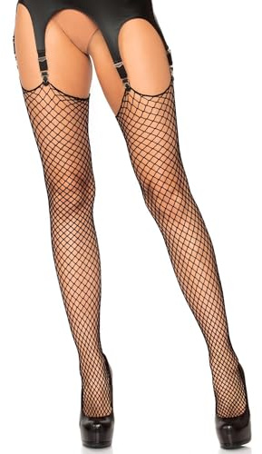 LEG AVENUE 9040 - Lycra-Netzstrümpfe ohne Borde, Einheitsgröße, Schwarz