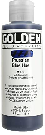 Golden Acrylique : 119ml (4oz) bouteille FLUID Bleu de Prusse Hue : Historical Colour